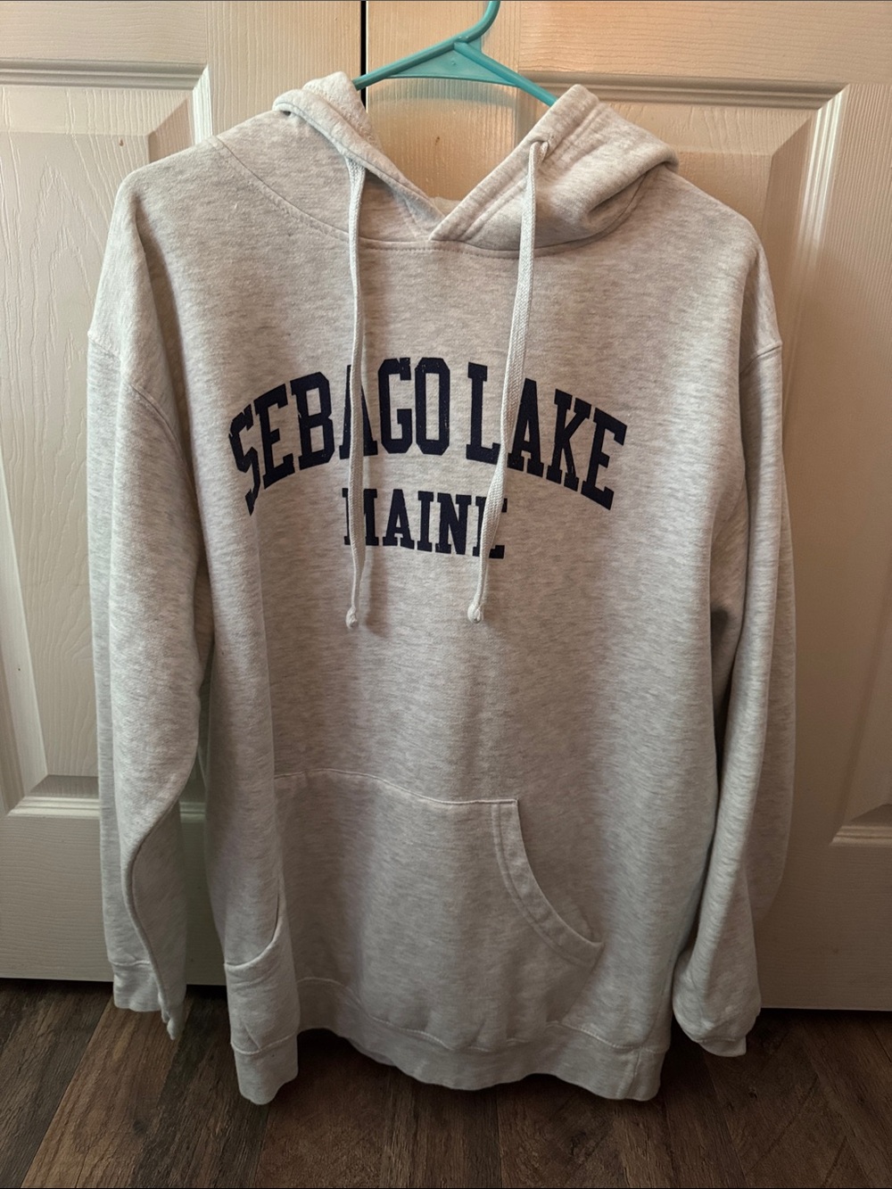 Unisex Sebago Lake Maine Grey Hooded Sweatshirt Size Large